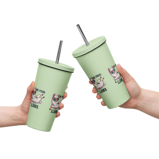 No Prob-Llama Insulated Tumbler With a Straw